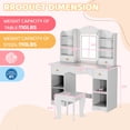 thumbnail image 2 of Pirecart Kids Vanity with 3 Color Lights, Girls Vanity Set with Mirror, Storage Drawer, Pretend Play Makeup Desk, with Detachable shelf, Gray, 2 of 10