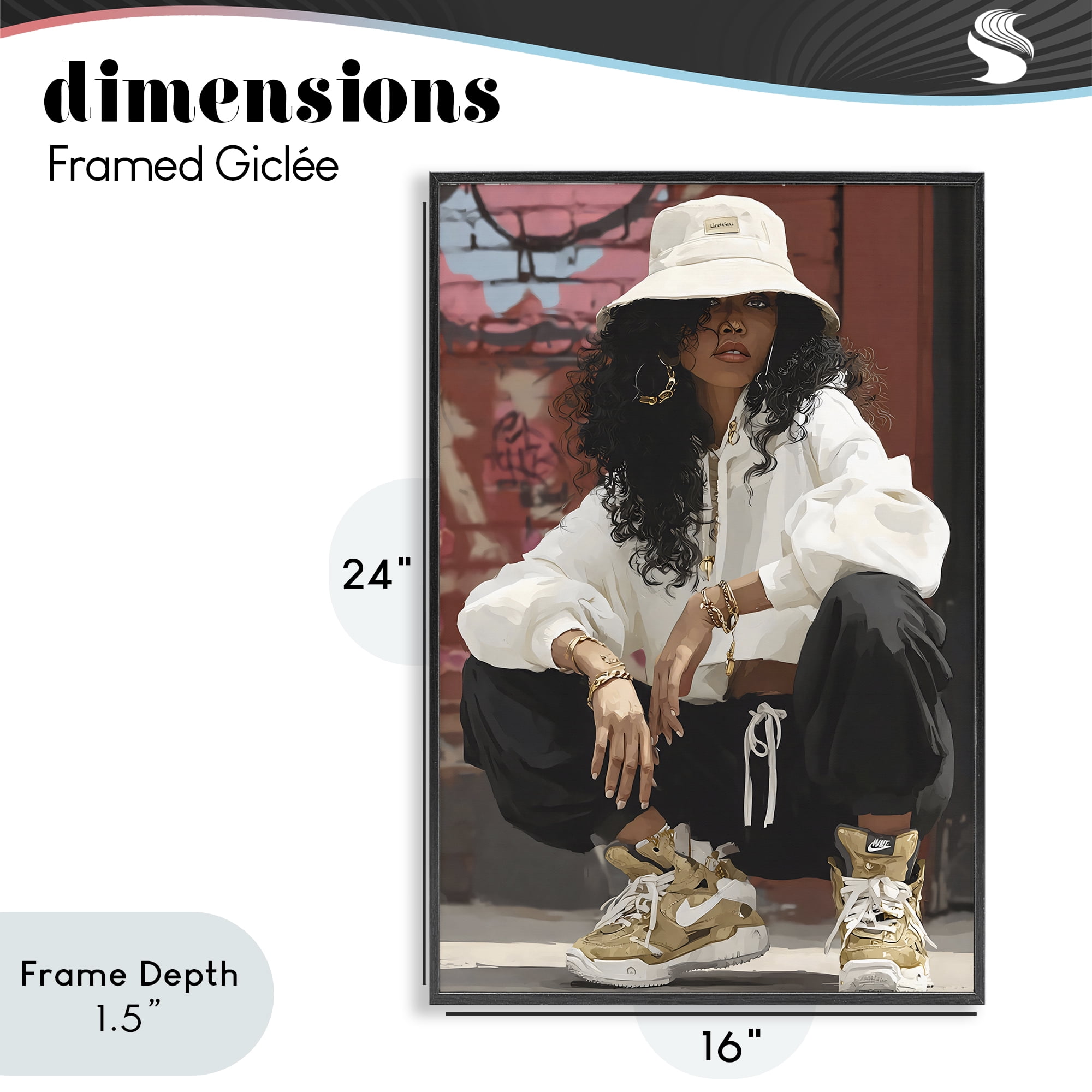 Stupell Industries Urban Streetwear Bucket Hat Black Framed Giclee Art, design by Franklyn Gregory