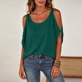 thumbnail image 6 of jjayotai Women Cold Shoulder Tops Summer Short Sleeve Shirt Scoop Neck Tee Casual Loose Fitted Solid Color Tunic Top, 6 of 6
