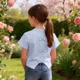 thumbnail image 6 of Cethrio Girls Cotton T-shirts, Crew Neck Short Sleeve Cute Casual Summer Tops Kids Tees Blue Size 3-4 T, 6 of 7