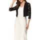 thumbnail image 4 of INSPIRAR CHIC Chaqueta de Encaje para Mujer, Cierre Frontal Abierto, Manga 3/4, Floral, Navidad, Cárdigan Corto, Talla XS, Negro, 4 of 6