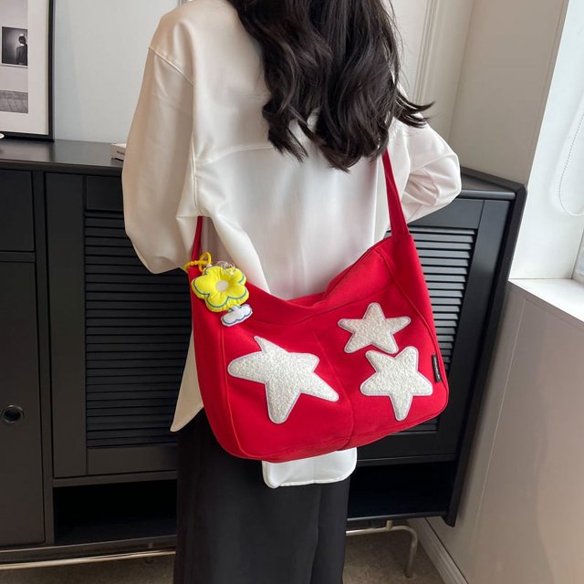 Bolso bandolera de viaje simple de moda de lona de gran capacidad para mujer (rojo)
