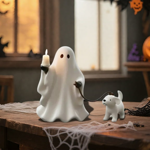 Halloween Ghost Dog Statue, Ghost Walking Dog Decor,Porch or Garden, Indoor Outdoor Decor