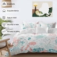thumbnail image 3 of 3 Piece Coastal Turtle Duvet Cover Set Full Size,Microfiber Comforter/Quilt Cover with Corner Ties and 2 Pillowcases,Teal Green Ocean Coral Starfish Jellyfish All Season Bedding with Zipper Closure, 3 of 8
