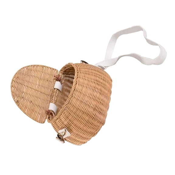 LULULION Unique Khaki Rattan Crossbody Bag for Woman Handwoven Shoulder Bag for Storage