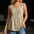 thumbnail image 2 of Linen Tank Tops for Women Sleeveless Button Front Loose Shirt Top Casual Lightweight V Neck Tank Size 2XL, 2 of 4