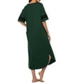 thumbnail image 5 of Avidlove Women's Nightgowns Long Sleepshirt Short Sleeve Oversized Nightdress Sleepwear V Neck Houese Dress Loungwear, 5 of 7