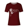 thumbnail image 4 of Women's Casual Tops Printed Crew Neck Short Sleeve Shirts Loose Fit Summer Fashion Tees Comfortable Basic Clothes (S, Red 2), 4 of 4