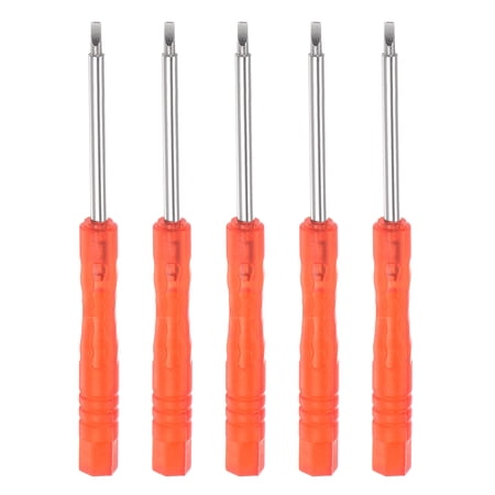 Mini Slotted Screwdriver 2mm Flat Head for Electronics Repair 5 Pack (Red)