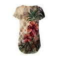 thumbnail image 6 of Jophufed Women Tunic Tops Fashion V-Neck Floral Printed Buttons Short Sleeve T-shirt Casual Dressy Blouses Gifts, 6 of 6