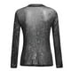 thumbnail image 5 of Blusa transparente de manga larga con malla brillante para mujer: top sexy transparente, cuello redondo, lavado a mano, 5 of 5