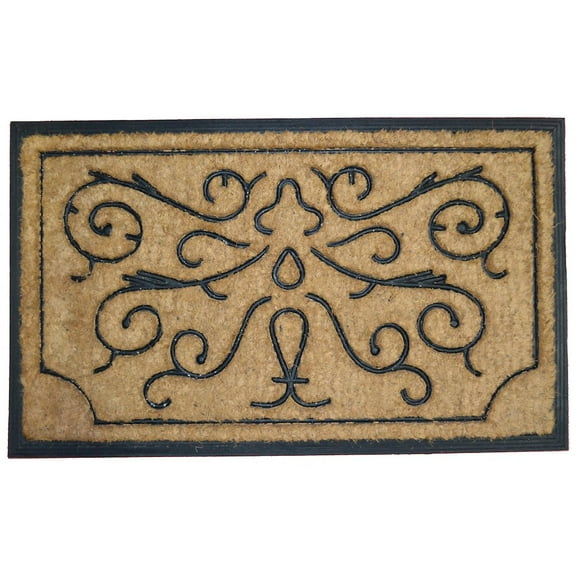 30" Black and Brown Swirls and Twirls Design Decorative Hand Woven Doormat