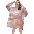 thumbnail image 4 of Marble Texture Print Oversized Blanket Hoodie, Wearable Blanket Adult For Women Men And Teenager, Super Soft Warm Flannel Fluffy Hooded Blankets Sweatshirt With Big Pocket, 4 of 8