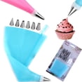 thumbnail image 2 of Kit de manga pastelera profesional de 8 piezas, bolsa pastelera reutilizable, 6 boquillas de pastelería y 1 manga pastelera de silicona azul, magdalenas y pasteles DIY, 2 of 5