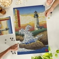 thumbnail image 4 of Lantern Press 1000 Piece Jigsaw Puzzle, Newport, Oregon, Yaquina Head Lighthouse Woodblock, 4 of 5