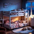 thumbnail image 3 of Solid Wood Low Bunk Bed for Kids, Sesslife Twin Over Twin Bunk Bed with Guardrails & Ladder, Non-Toxic Finish, No Box Spring Needed, Easy Assembly, White, 3 of 8