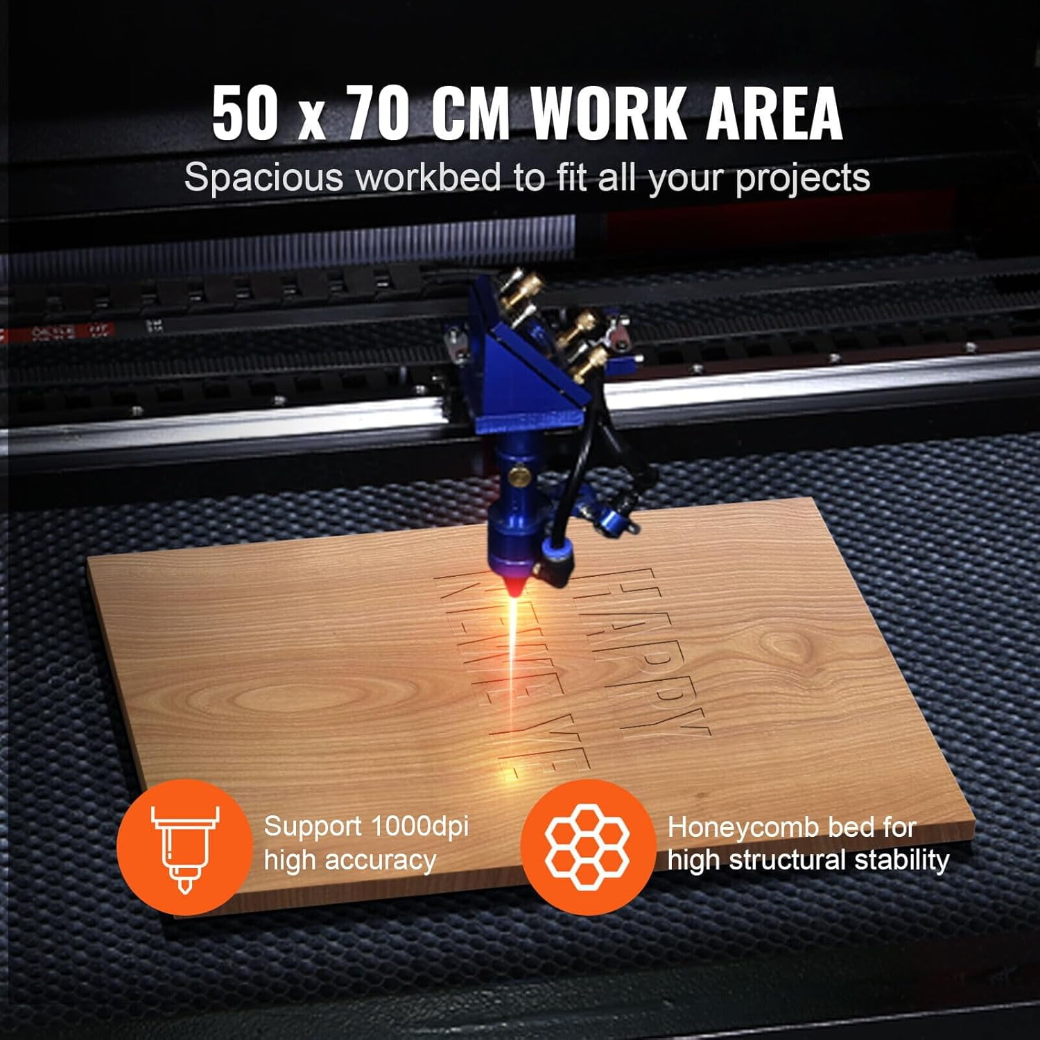 SIHAO 60W CO2 Laser Engraver with Bracket, 20"x28" Laser Engraving Cutting Machine with 2 Way Pass Air Assist Digital Control Panel RDWorks, Commercial Laser Cutter for Wood Glass Acrylic