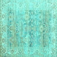 thumbnail image 1 of Ahgly Company Machine Washable Indoor Square Persian Turquoise Blue Traditional Area Rugs, 3' Square, 1 of 4