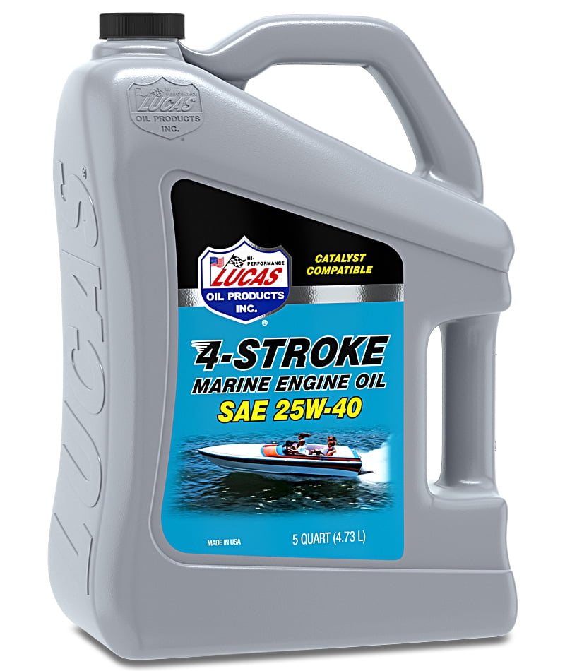 Lucas Oil 4-Stroke Marine Engine Oil #10814 - SAE 25W-40, 5 QT