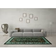 thumbnail image 3 of Ahgly Company Indoor Square Oriental Turquoise Blue Industrial Area Rugs, 3' Square, 3 of 4