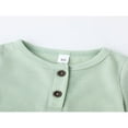 thumbnail image 4 of Lovely Baby Romper  Short Sleeve  Neck Solid Color Ribbed Buttoned Short Pants for Summer Spring  Kids Clothing, 4 of 7