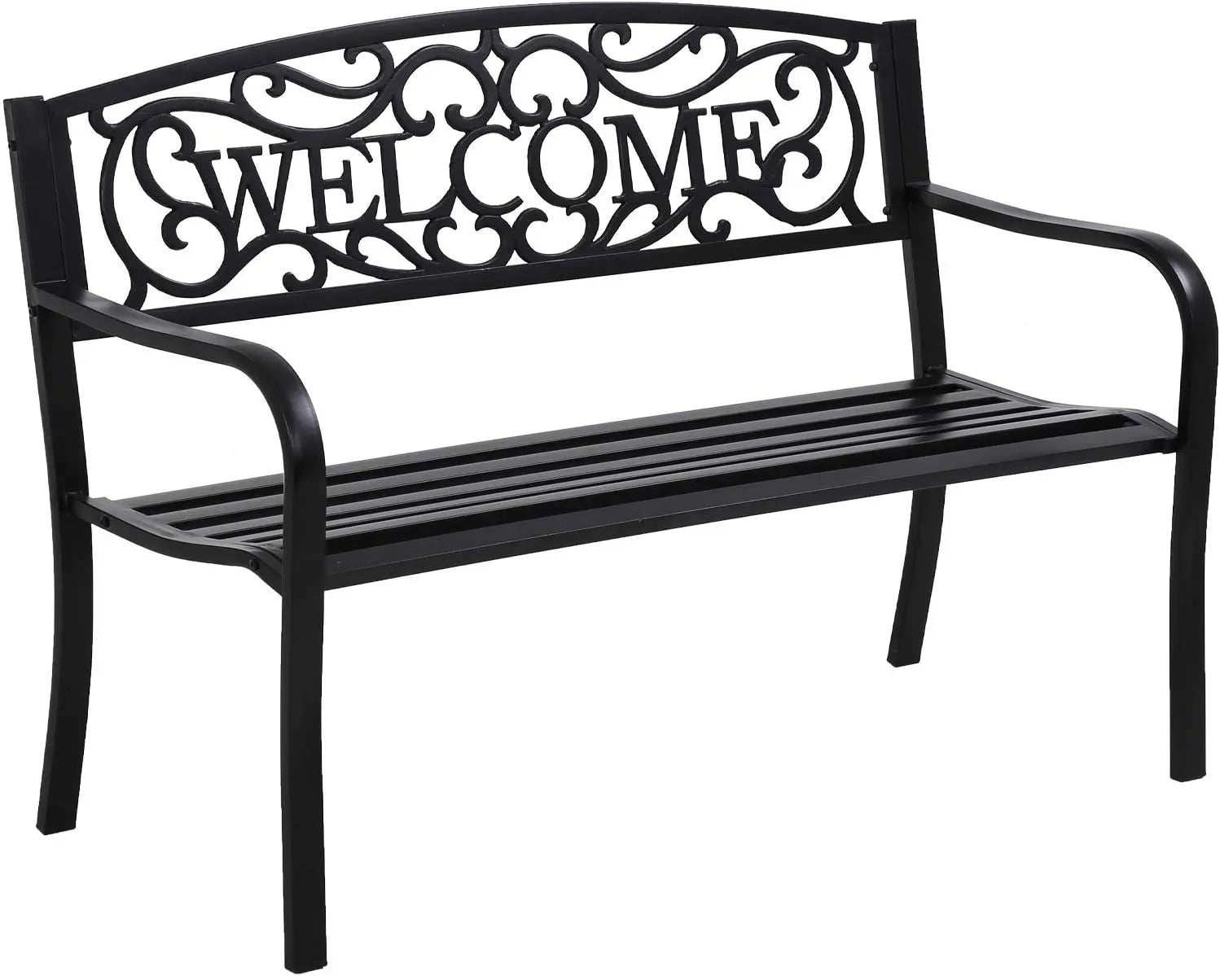 YRLLENSDAN Black Outdoor Benches Weatherproof, Park Benches with