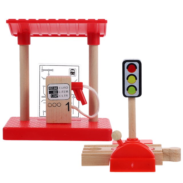 KAKOWELY 1 Set of Simulation Gas Station Model Multi-function Lift Road Block DIY Gas Station Toy,4.33X"X3.9"X2.72"