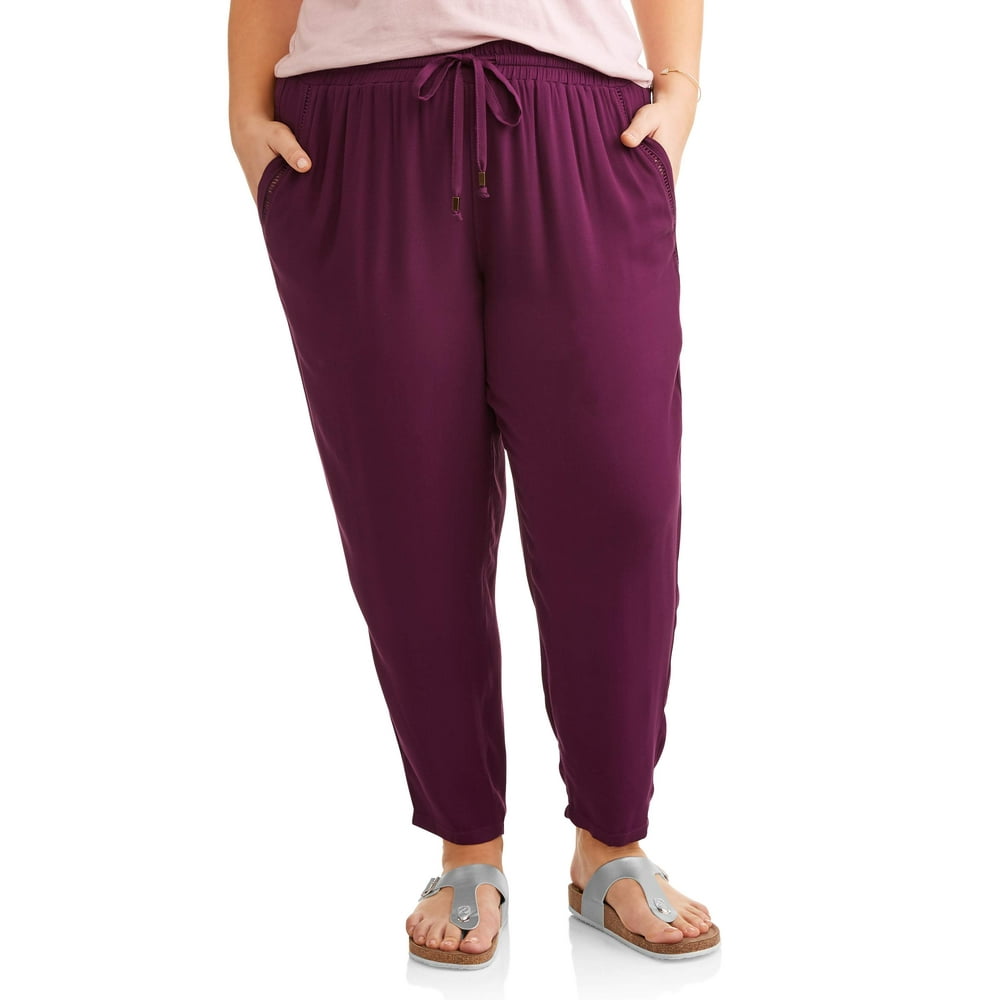 Terra & Sky - Women's Plus Drawstring 2 Pocket Soft Pants - Walmart.com ...