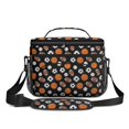 thumbnail image 2 of Football and Basketball Black Pattern Insulated Lunch Box for Women Men, Medium Leakproof Cooler Bag with Adjustable Strap, 10"x6.7"x8", 2 of 6