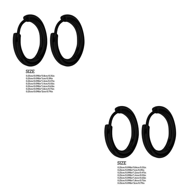 Jumpingount Pendientes de aro de plata para mujer, tecnología de galvanoplastia, aros de cartílago a la moda, anillos para labio y nariz, negro 2.5*8mm 2Conjunto
