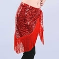 thumbnail image 6 of Nfurl Sequin Tassel Skirt for Women Shiny Belly Dance Hip Scarf Rave Party Festival Mini Skirts Trendy Glitter Sparkly Fringe Skirt Red Free Size, 6 of 7