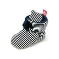 thumbnail image 5 of Wrapables® Fleece Baby Booties with Anti-Skid Bottoms, Black Stripes, 6-12 M, 5 of 5