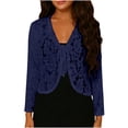 thumbnail image 4 of Purcolt Women's Sheer Lace Embroidery Jacket Dressy Elegant Long Sleeve Open Front Shrug Top Summer Loose Fit Cardigan with Tie for Dress, 4 of 8