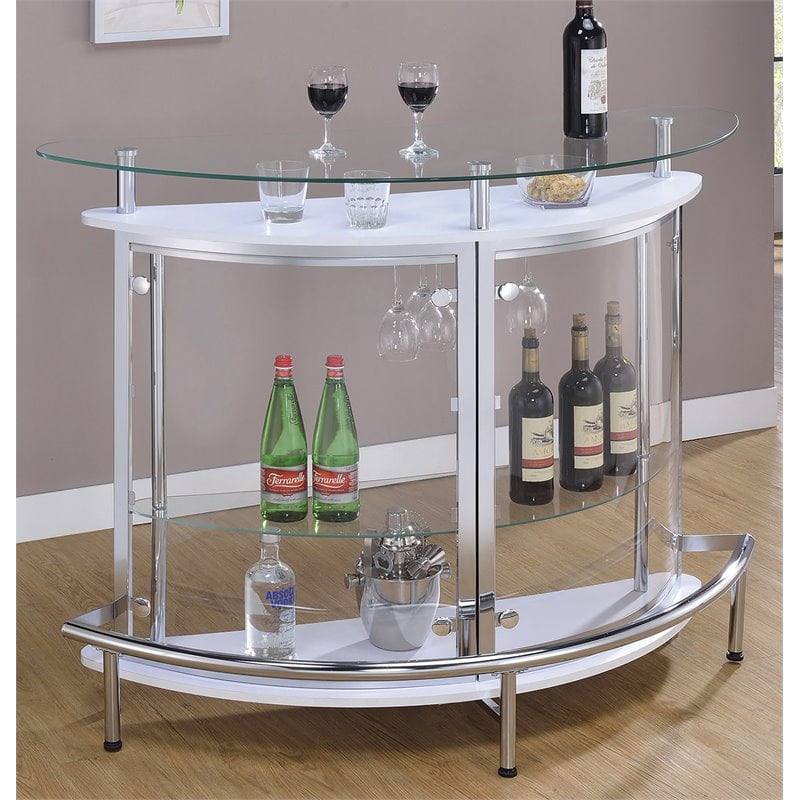 Bowery Hill Contemporary Home Bar Unit With Clear Acrylic Front In White Com Bowery Hill Contemporary Home Bar Unit, Bowery Hill Large Oak Wrap Around Home Bar