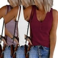 thumbnail image 3 of WBQ Women's vest, button vest solid color V-neck sleeveless top, 3 of 5