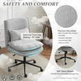 thumbnail image 4 of PetFurnishn Cloud Criss Cross Legged Chair,18" High Back Armless Home Office Desk Chair with Wheels,Wide Adjustable Comfy Padded Seat Task Computer Chair,Modern Swivel Makeup Vanity Chair,Fabric,Grey, 4 of 10