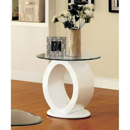 Maxon Furniture Wall Connector - Furniture of America Mason Round Glass Top End Table in White