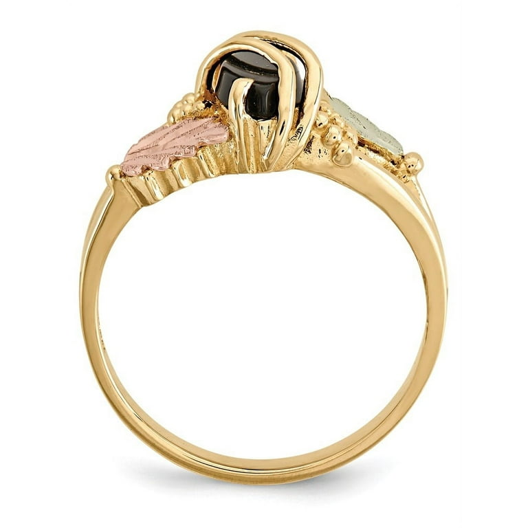 10k Tri color Black Hills Gold Onyx Ring Walmart
