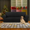 thumbnail image 2 of Stretch Sofa Cover Slipcover ，Couch Covers for 3 Cushion Couch pet Friendly (78"-94") Furniture Protector with Elastic Bottom Kids,Dog, Jacquard Small Checked(Large,Black), 2 of 5