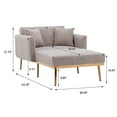 thumbnail image 7 of Teddy Chaise Lounge Indoor with 3 Reclining Angles, Modern Sleeper Chair Bed, Convertible Lounge Chair with Solid Tapered Metal Legs, Modern Tufted Sofa with2 Pillows, for Living Room, Bedroom, Gray, 7 of 7