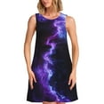 thumbnail image 1 of Balery Purple And Blue Nebula Vestidos de verano para mujer con estampado: vestido holgado sin mangas, vestido playero informal y cómodo para días calurosos., 1 of 7