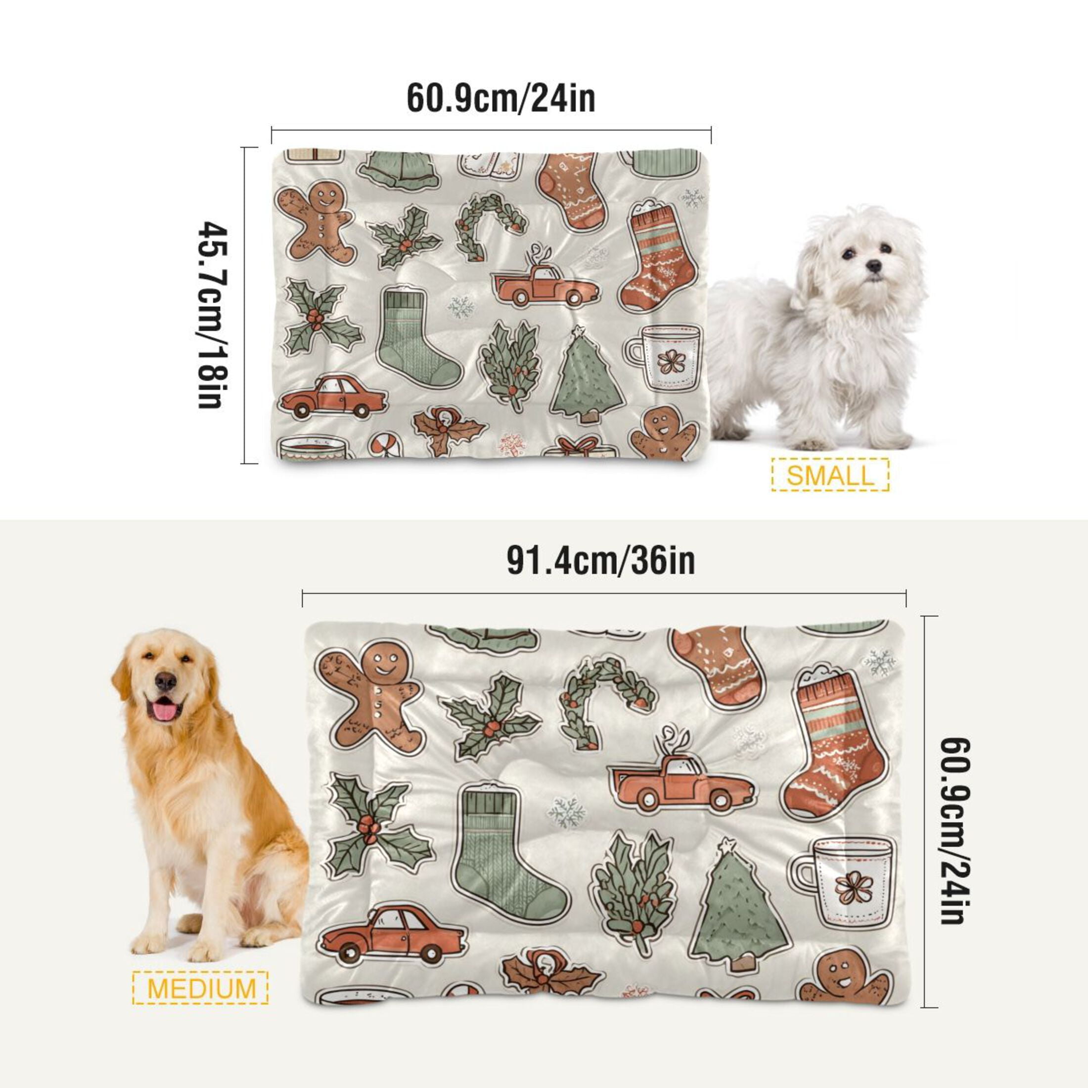 Cozy Mat Pet Bed Indoor Outdoor Warm Soft For Cat Dog Puppy(S/M) Gingerbread Cookies