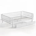 thumbnail image 5 of DRNANLIT Queen Size White Platform Bed with Storage Drawers, Metal Daybed Frame, Low Profile, 5 of 9