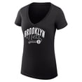 thumbnail image 2 of Women's G-III 4Her by Carl Banks Black Brooklyn Nets Filigree Logo V-Neck Fitted T-Shirt, 2 of 3