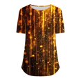 thumbnail image 6 of Plus Size Tops for Women Viikei Womens Tops Short Sleeve Summer,Plus Size T Shirts for Women,Women's New Short Sleeve Round Neck Pullover Chest Pleated Casual Print Top Multicolor XXL, 6 of 6