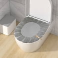thumbnail image 5 of USSUMA Bathroom Soft Thicker Warmer Stretchable Washable Cloth Toilet Seat Cover Pads Gray, 5 of 5