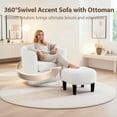thumbnail image 5 of Tappio Swivel Accent Chair with Ottoman, 360 Swivel Velvet Barrel Chair Modern Armchair Sofa, Upholstered Reading Chair with Footrest for Living Room Bedroom Study Room, White, 5 of 8