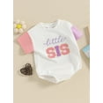 thumbnail image 6 of Suealasg Baby Boys Girls Summer Outfit Short Sleeve Crew Neck Letter Embroidery Romper Bodysuit 3M 6M 9M 12M 18MCute One Piece Clothes for Newborn Boys Girls, 6 of 9