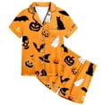 thumbnail image 4 of Halloween Pajamas Kids Size 4-5 Years Girls Halloween Loungewear Short Sleeve Top and Shorts Soft Nightwear Girls' Pajama Sets Orange, 4 of 4