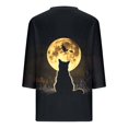 thumbnail image 5 of Women's Cat Graphic Tops V-Neck 3/4 Sleeve Blouses Witch Moon Print Fall Shirts Casual Lightweight Tees Comfortable Halloween Party Pullovers Holiday, 5 of 5